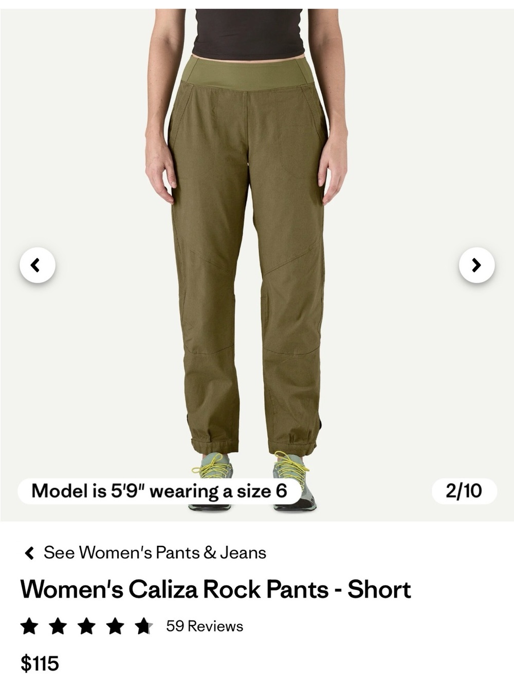 Patagonia Women’s Caliza Rock Pants - Size 10 short
